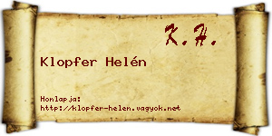 Klopfer Helén névjegykártya